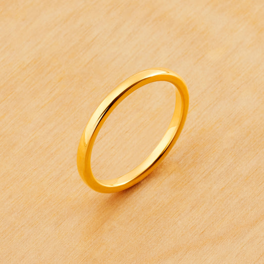 TR185 - Yellow Plating - Tungsten Ring 2mm, High Polished Yellow Gold Tone IP Plated Thin Band