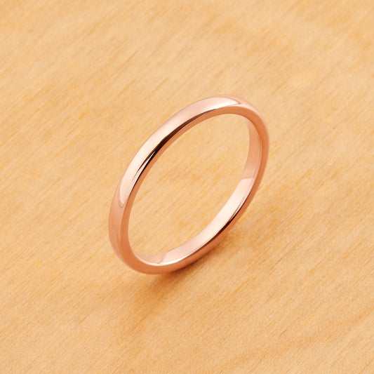 TR206 - Rhodium Plating - Tungsten Ring 2mm, High Polished Rose Gold Tone IP Plated Thin Band